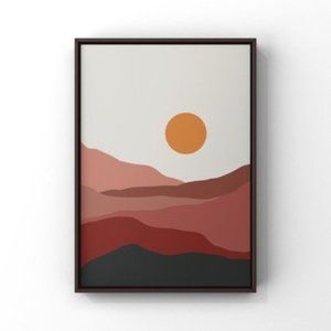 Modern minimalist boho moon & mountain art print